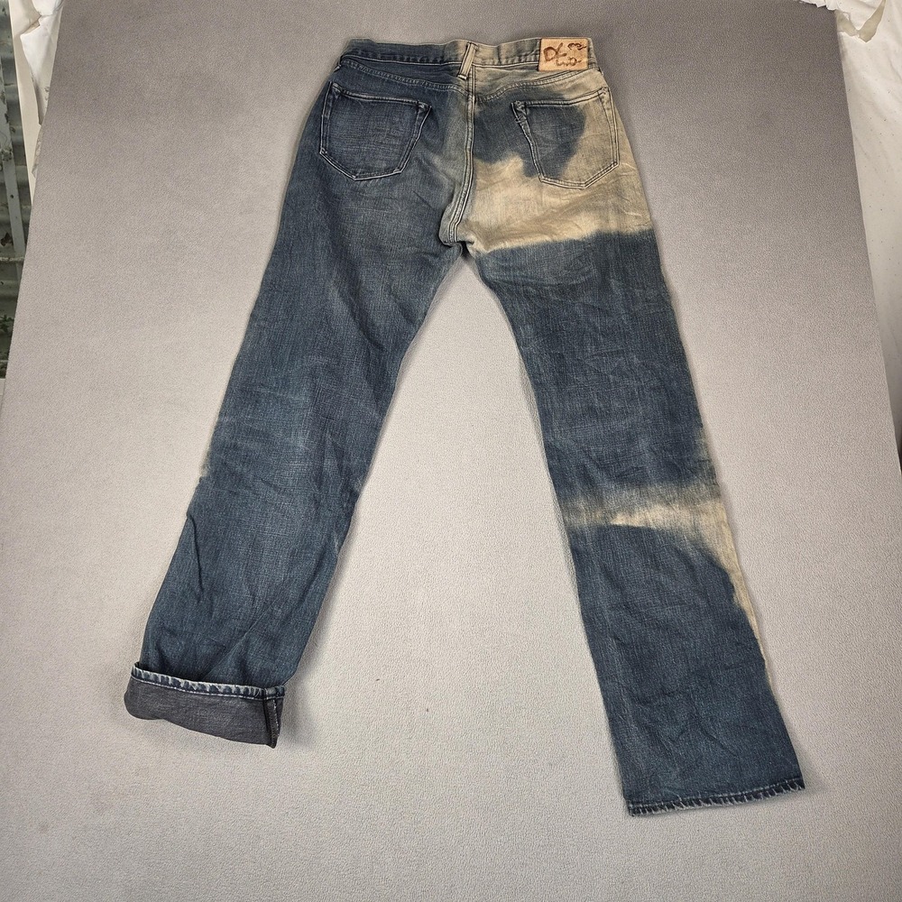 45R 45rpm Jeans Mens Blue Selvedge Medium Wash Distressed Made Japan Fits 29x33